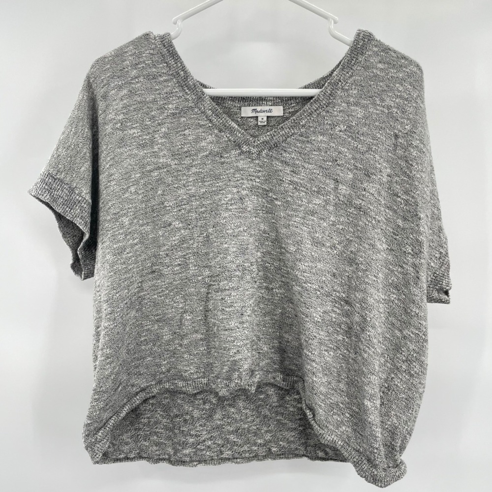Madewell Women's Gray Short Sleeve V Neck‎ Top Size M